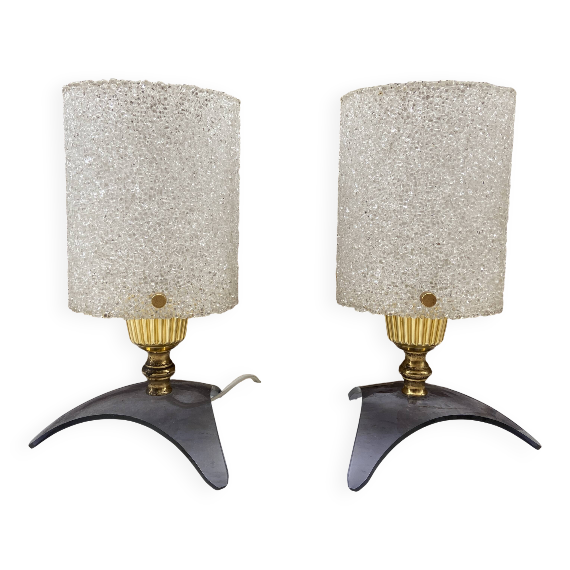 Pair of vintage bedside lamps 1960 design french light vintage perspex plexiglass