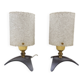 Paire de lampes vintage de chevet à poser 1960 design french light vintage perspex plexiglas