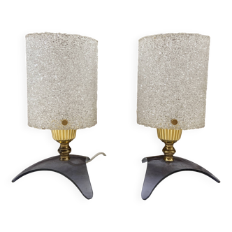 Pair of vintage bedside lamps 1960 design french light vintage perspex plexiglass
