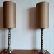 Pair of twisted metal silver-plated column lamps