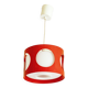 Vintage UFO ceiling light in red metal and white glass