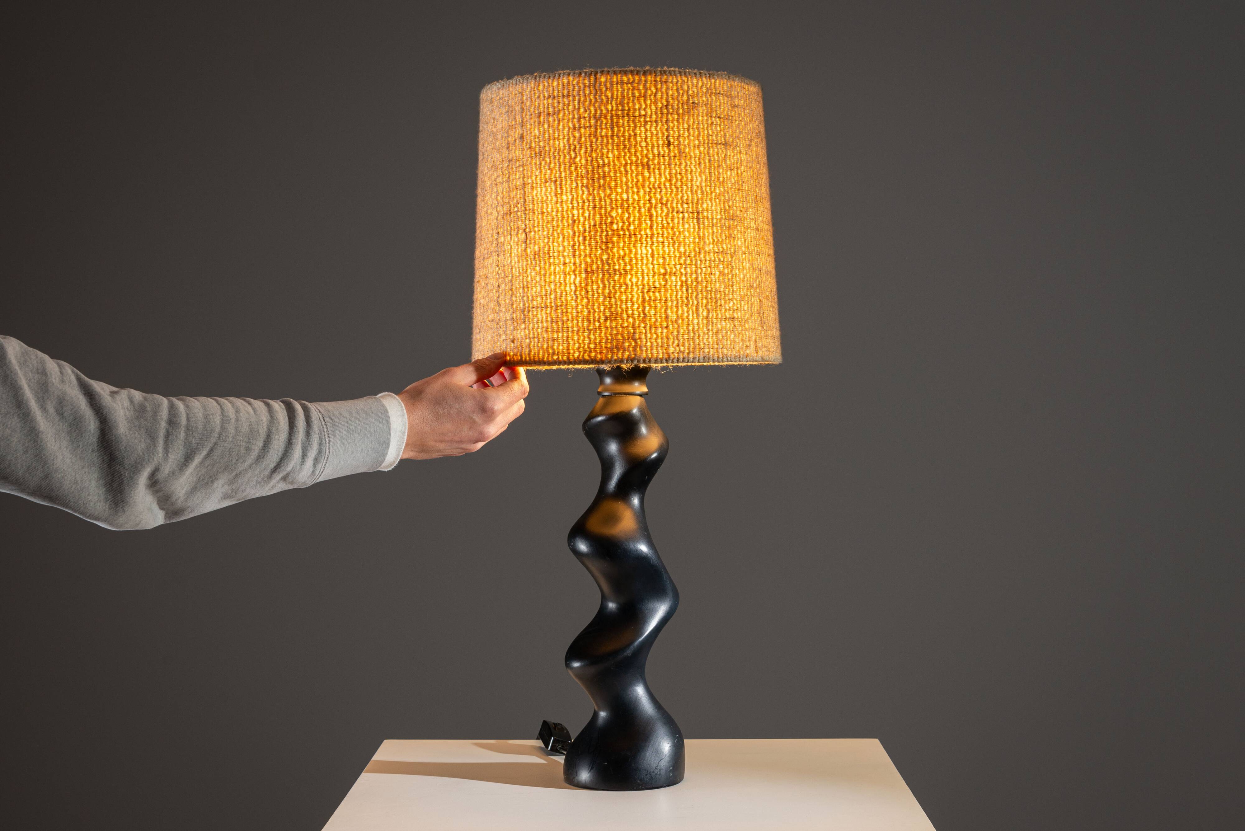 Sculptural wooden Typ 42 table lamp by Temde