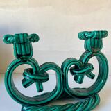 Pair of Vallauris candlesticks in woven ceramic