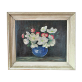 Vintage painting bouquet of daisy flowers and buttercups