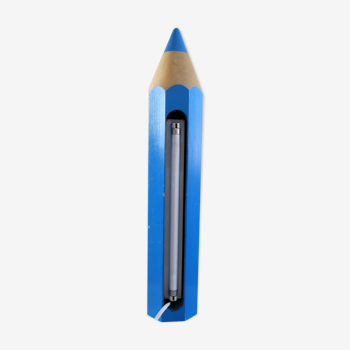 Pierre sala for vilac, blue wooden pencil lamp from the 80s