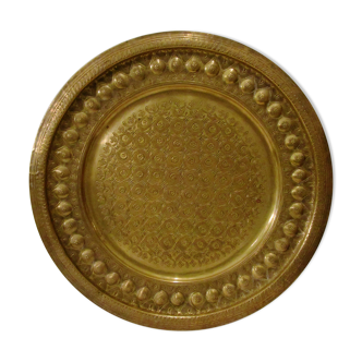 Plateau marocain laiton vintage décor floral