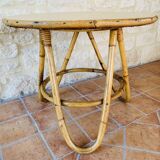 Bamboo and rattan side table circa 60's