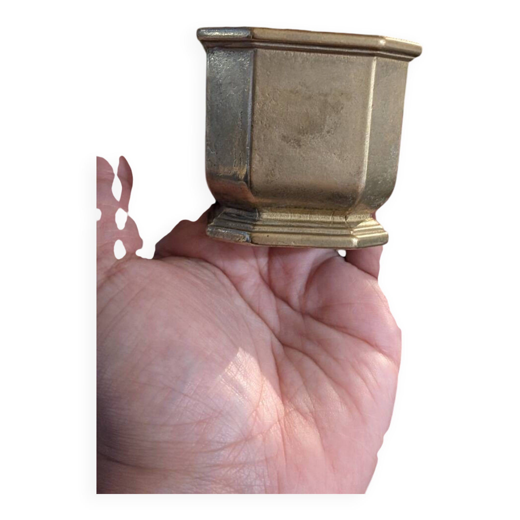 Antique brass candlestick – octagonal shape – circa 1920–1950