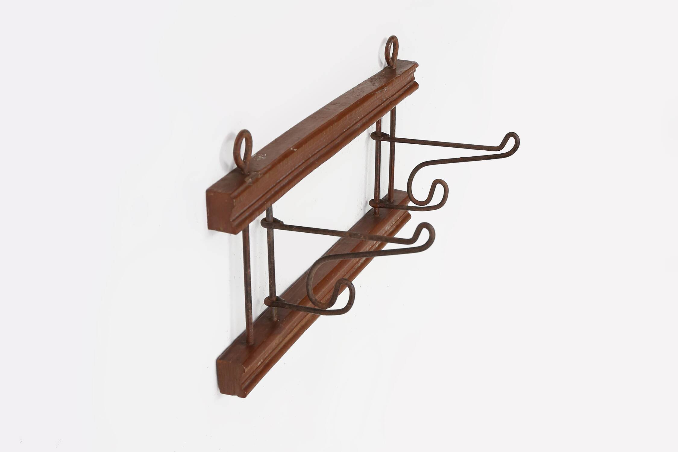 French Art Deco folding wall mount coat rack, ca. 1930