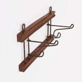 French Art Deco folding wall mount coat rack, ca. 1930