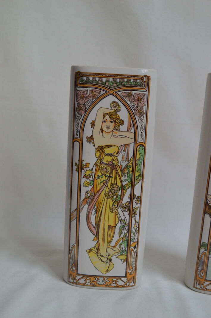 Pair of vases after Alfons Mucha