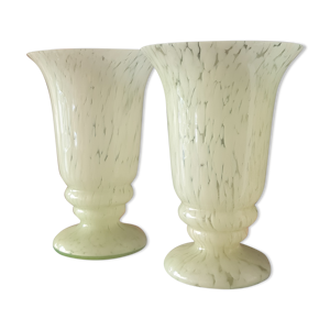 Paire de vases art déco en verre de Clichy