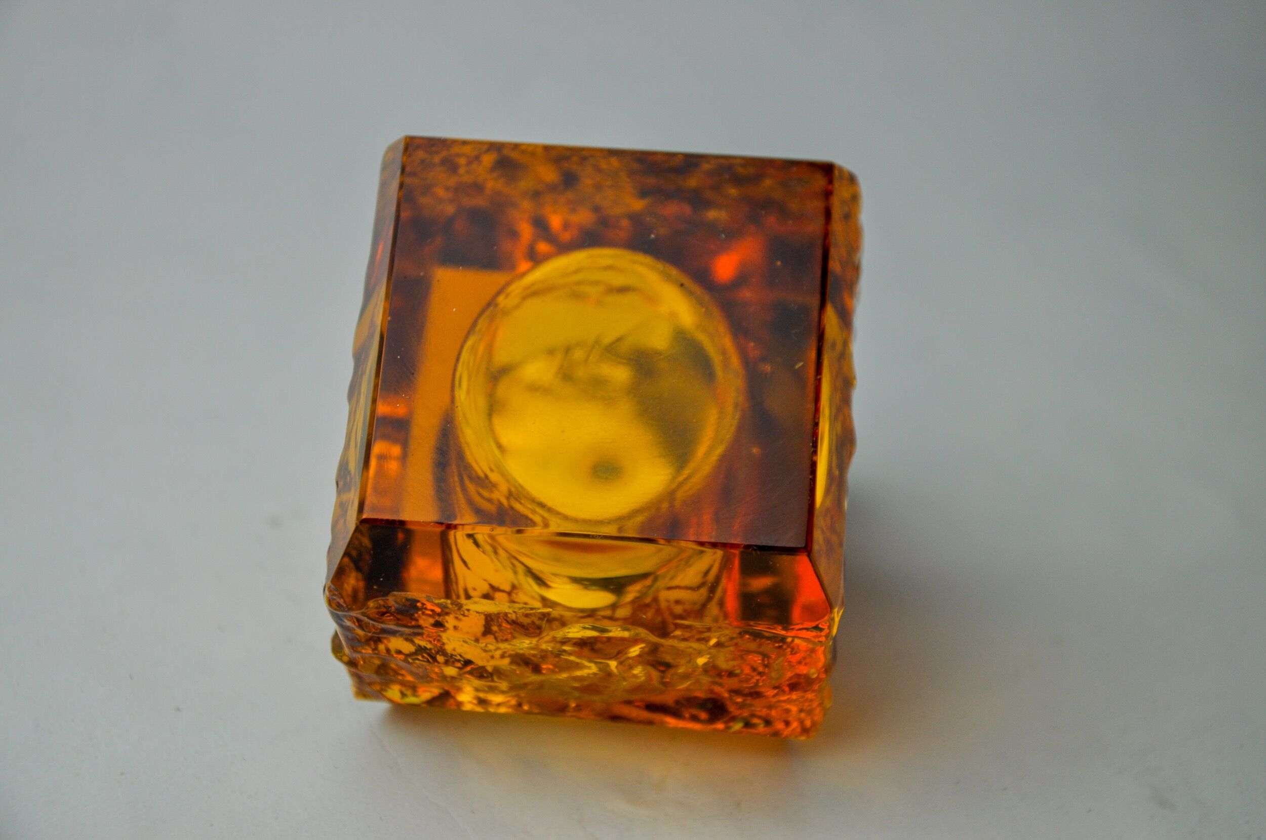 Orange ice lighter by Antonio Imperatore, murano glass, Italy, 1970