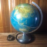 Old world map globe terrestrial grange batelière paris vintage #a356
