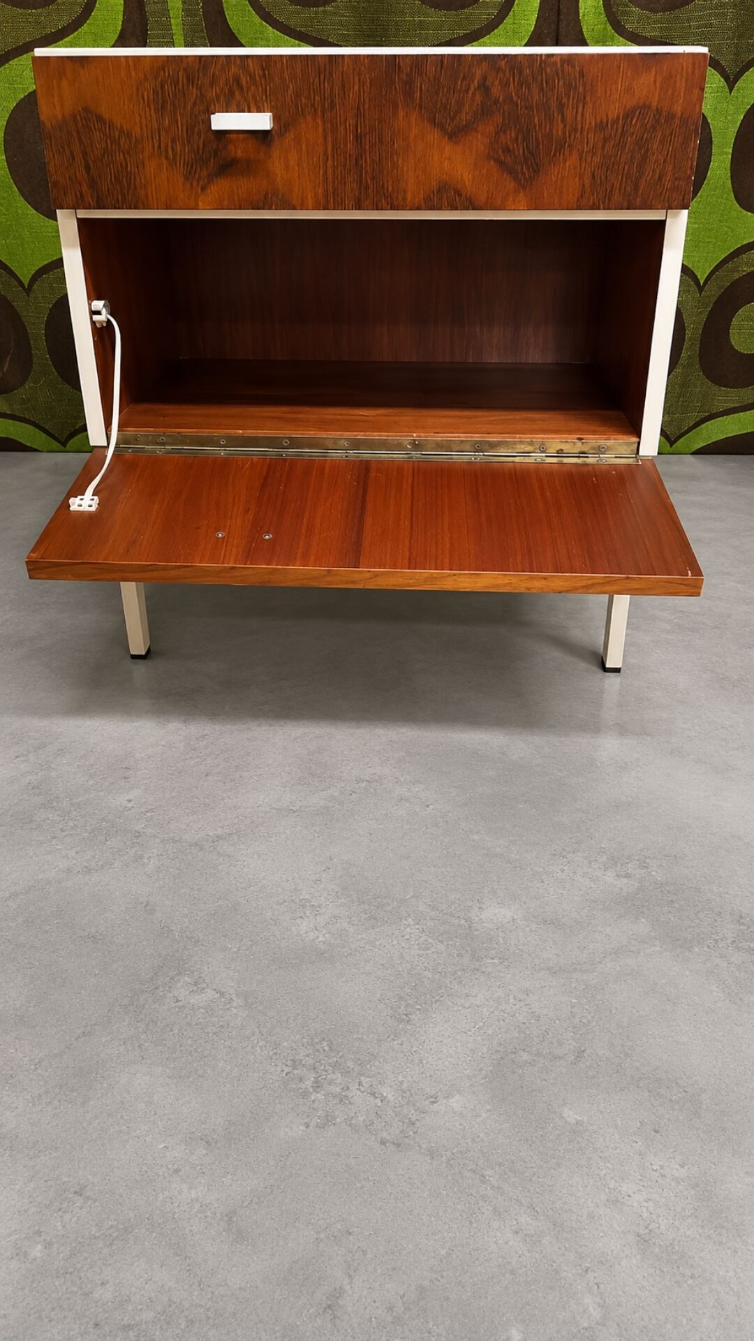 Small vintage rosewood piece of furniture – 60s/70s – metal base.