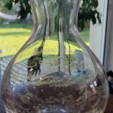 Vintage silkscreened glass carafes