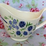 Saucière Badonviller modèle francine fleurs bleues et vertes au pochoir