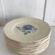 Set of 11 Digoin flat plates, blue rose patterns