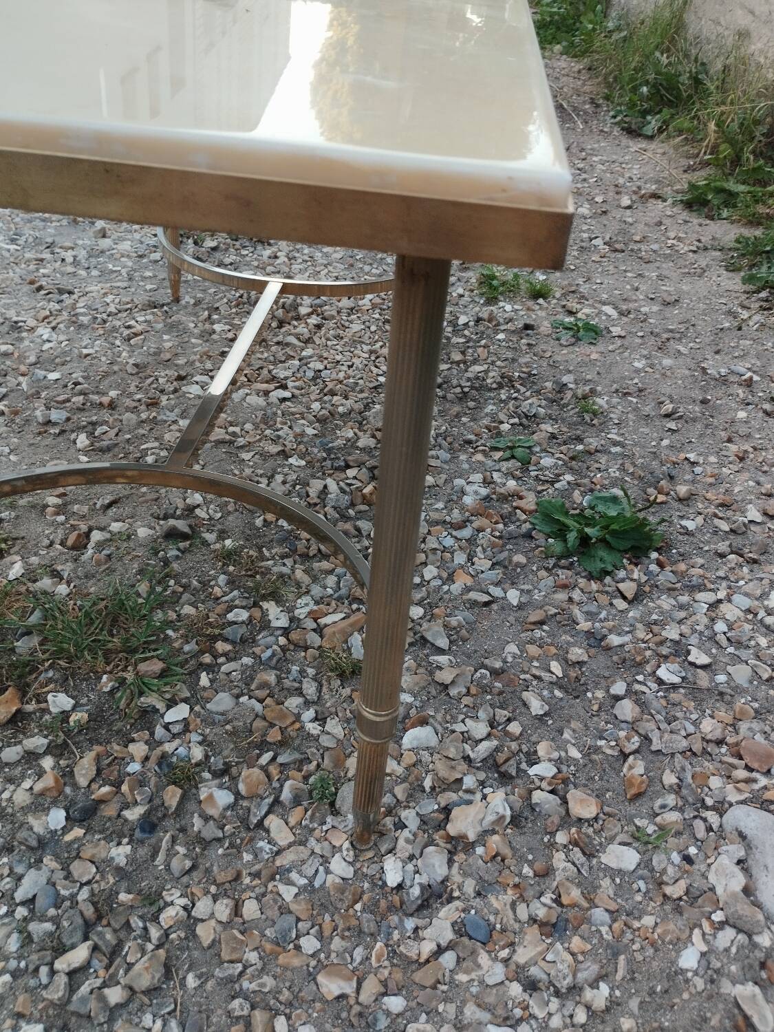 Antique vintage coffee table with marble top