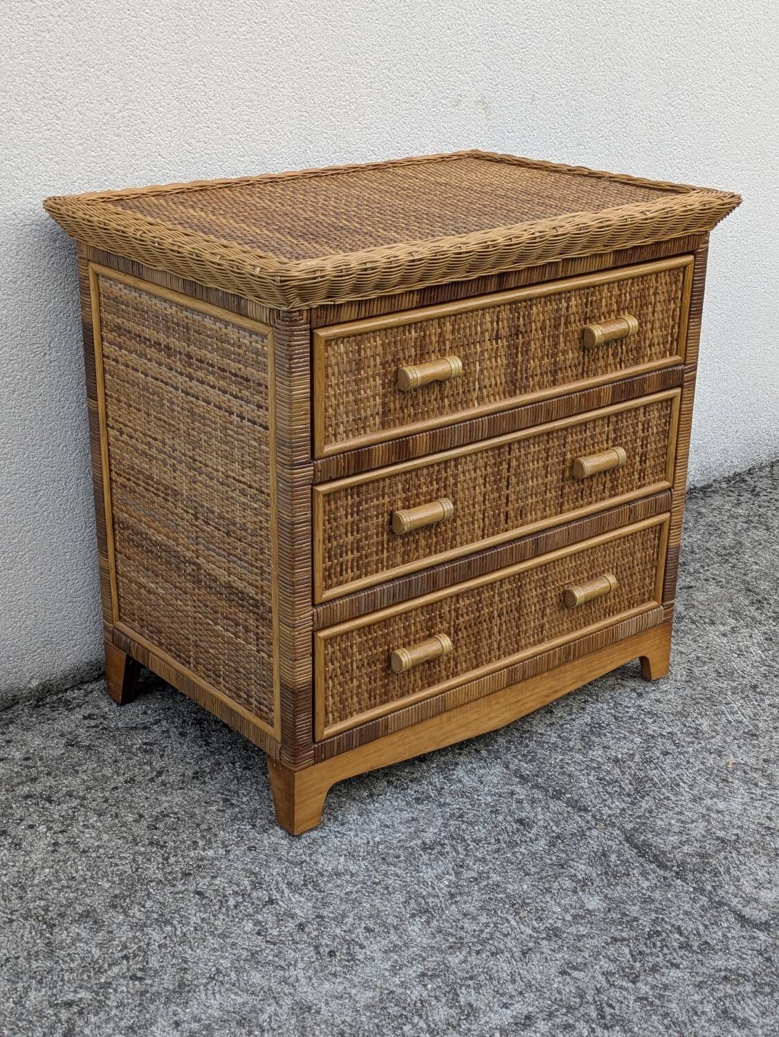 Rattan and wicker chest of drawers
