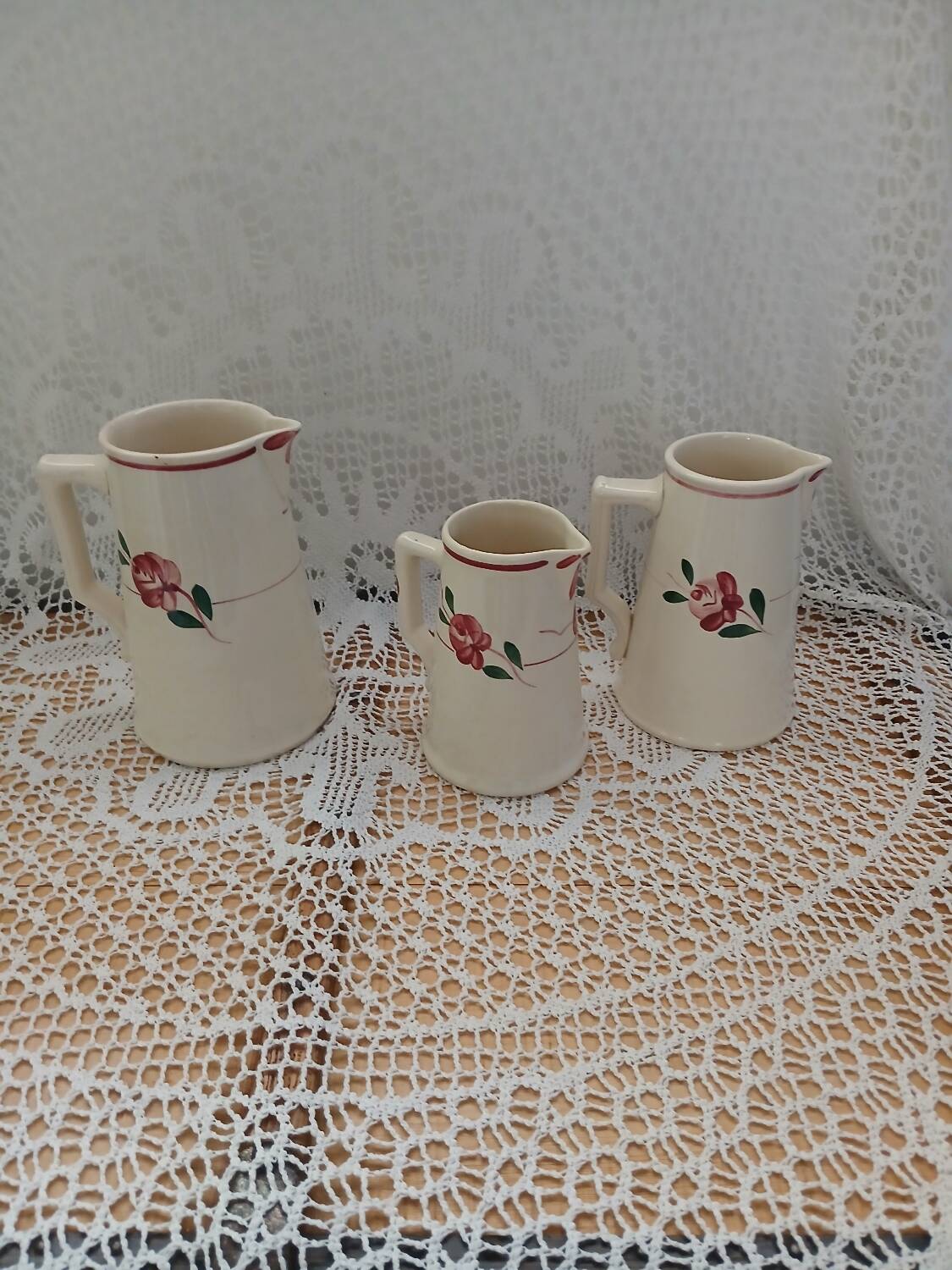 3 antique Sarreguemines pitchers