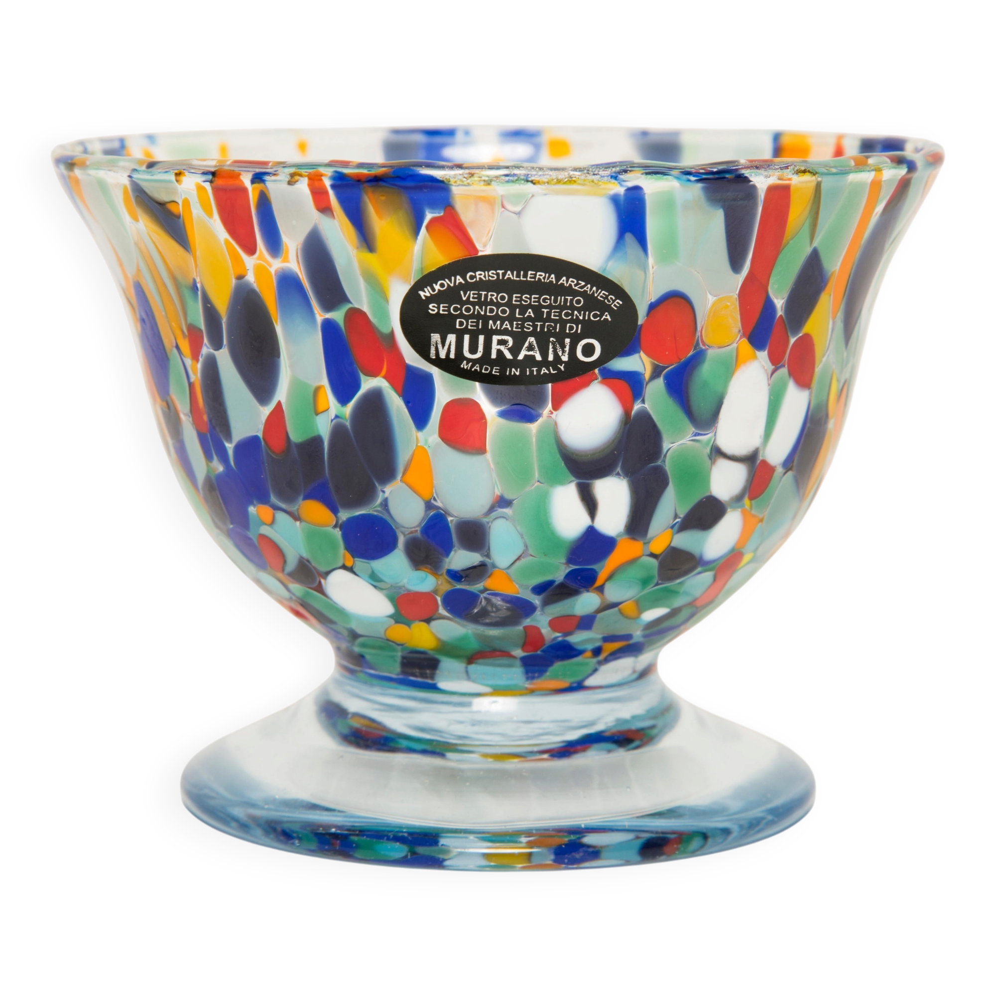 Set of three blue Murano glasses, ice cream bowls, Italy, Europe, 2000s