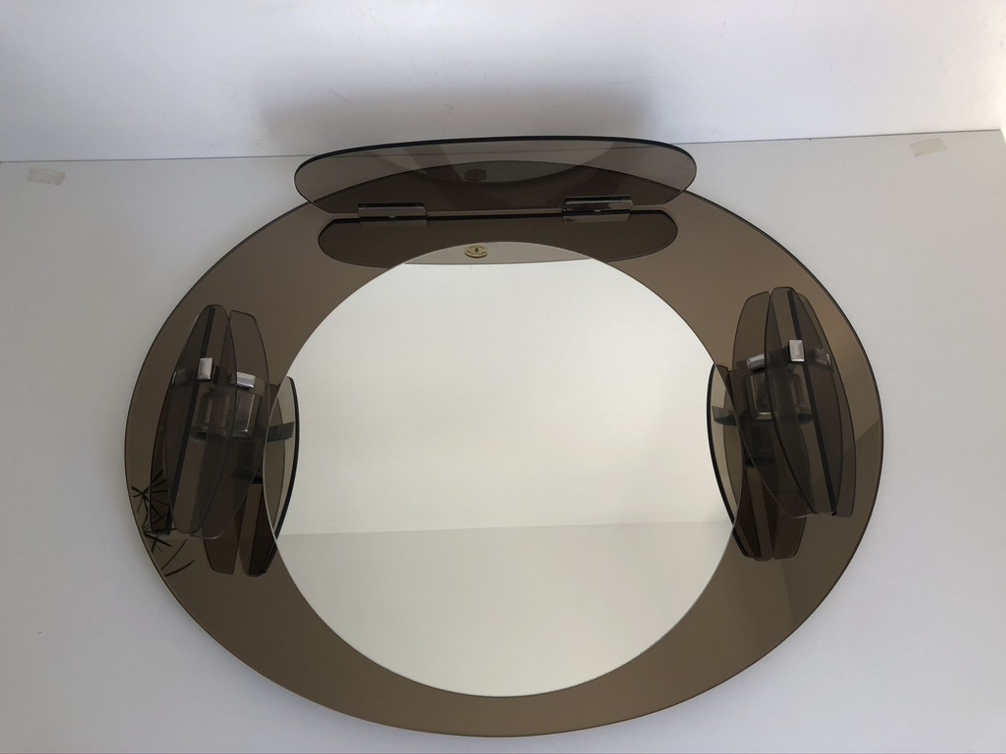 Lupi Crystal Luxor Mirror with 2 integrated wall lights and shelf