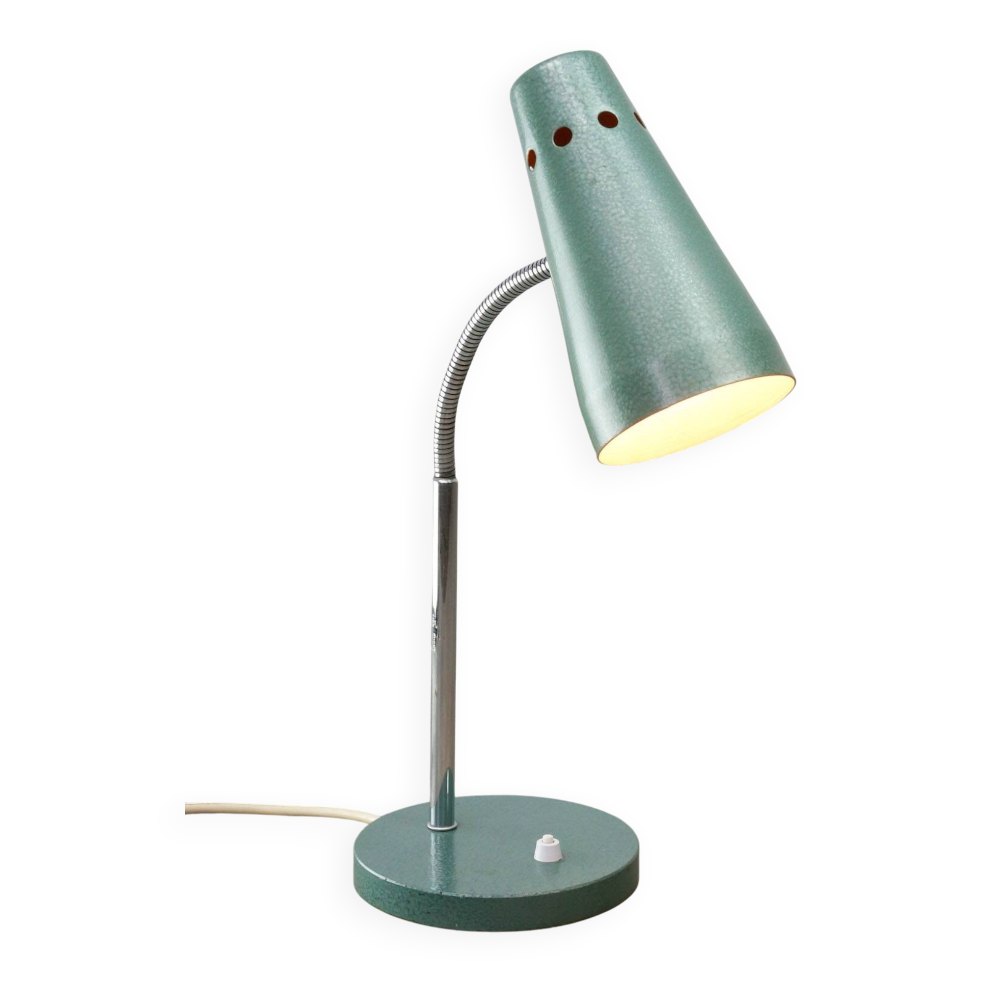 Mid-Century Italian Table Lamp in Blue Metal
