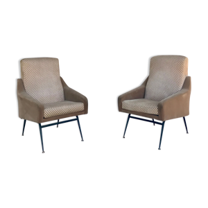 Paire de fauteuils vintage en velours