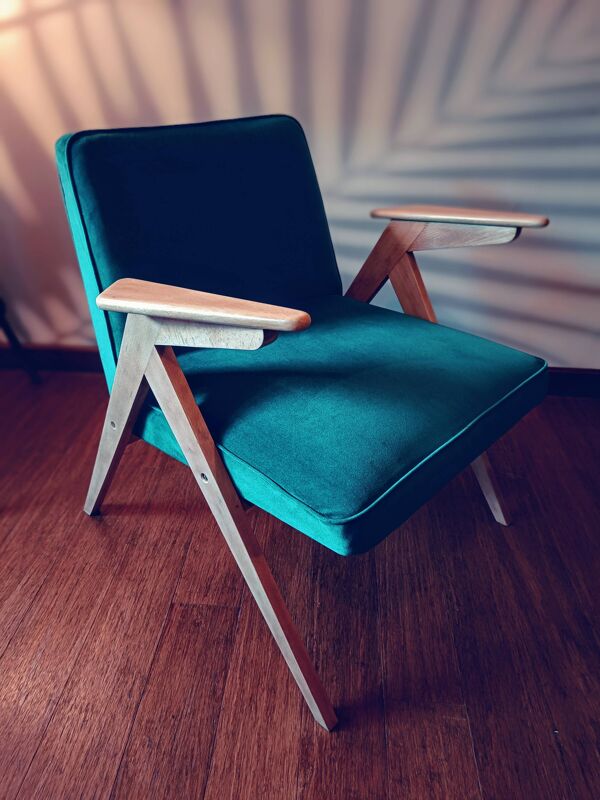 Fauteuil Bunny, Jozef Chierowski, Vert Pétrole
