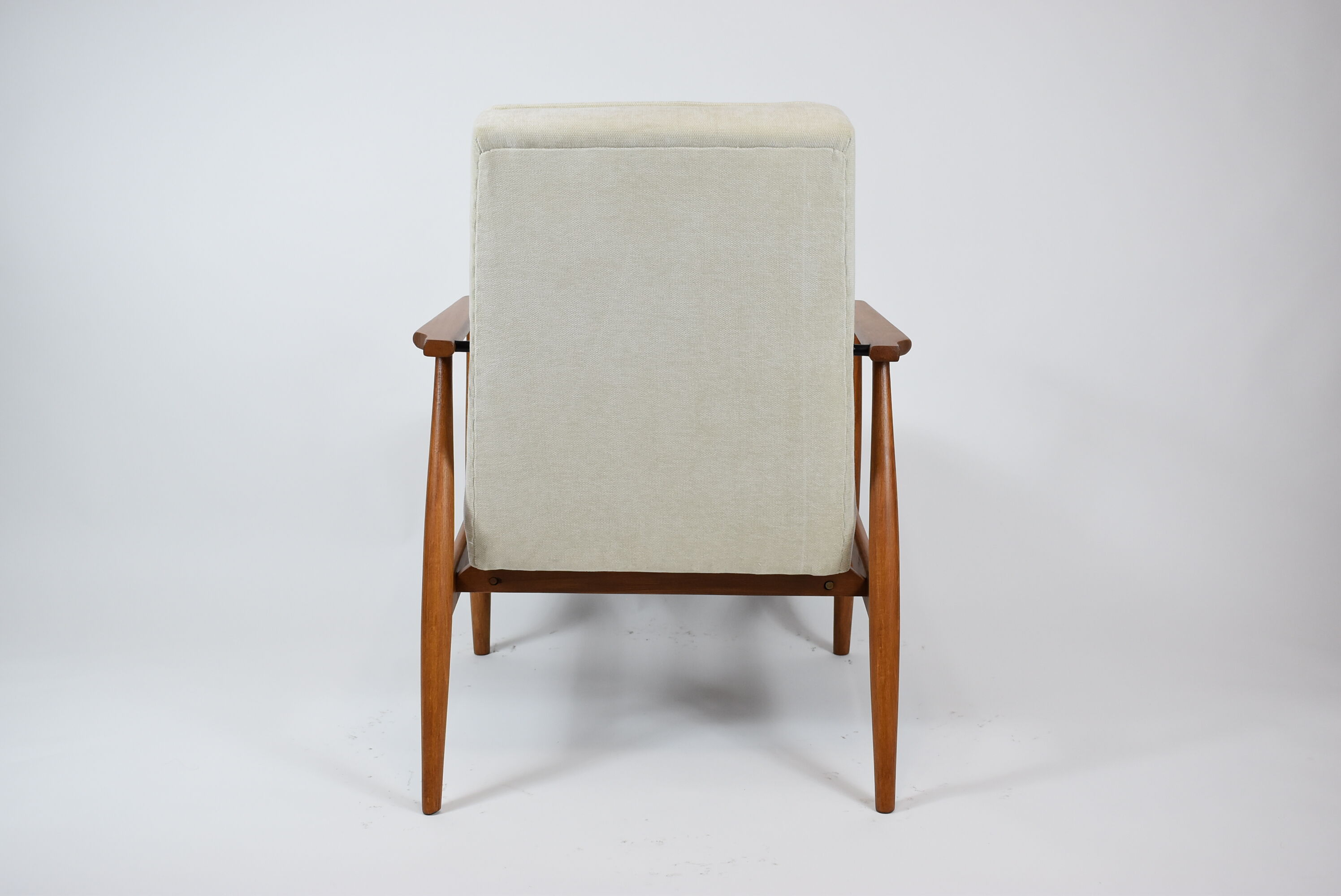 Vintage original armchair "Fox" designed by H. Lis 1970s, beige fabric, fully renovated