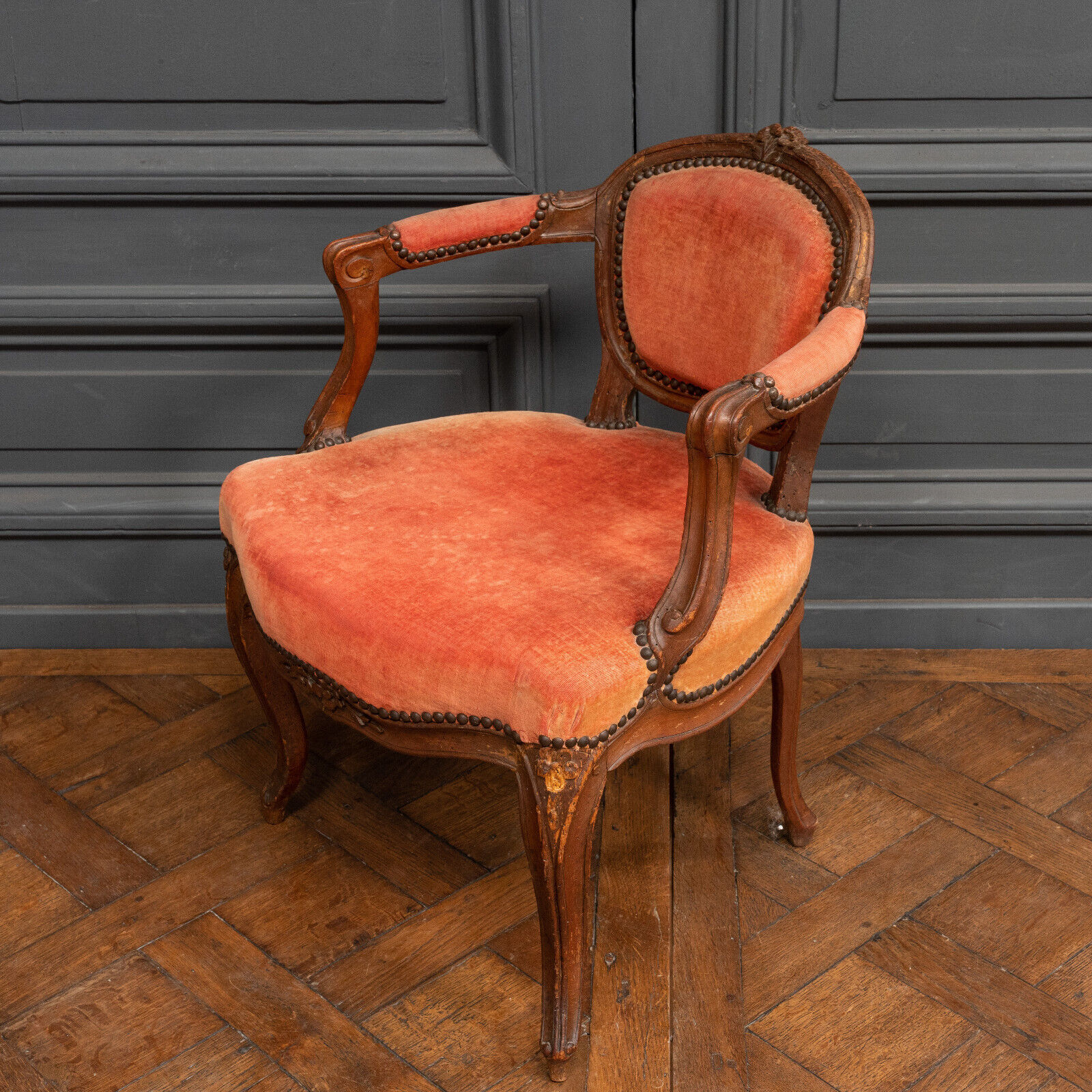 Small convertible armchair Louis XV style late nineteenth velvet