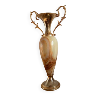 Vase onyx et métal doré