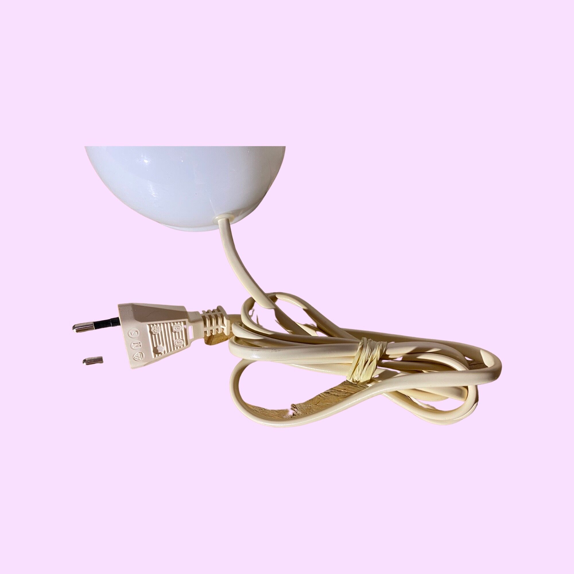 Retro glass/brass white desk lamp base | vintage danish design light made from glass in denmark