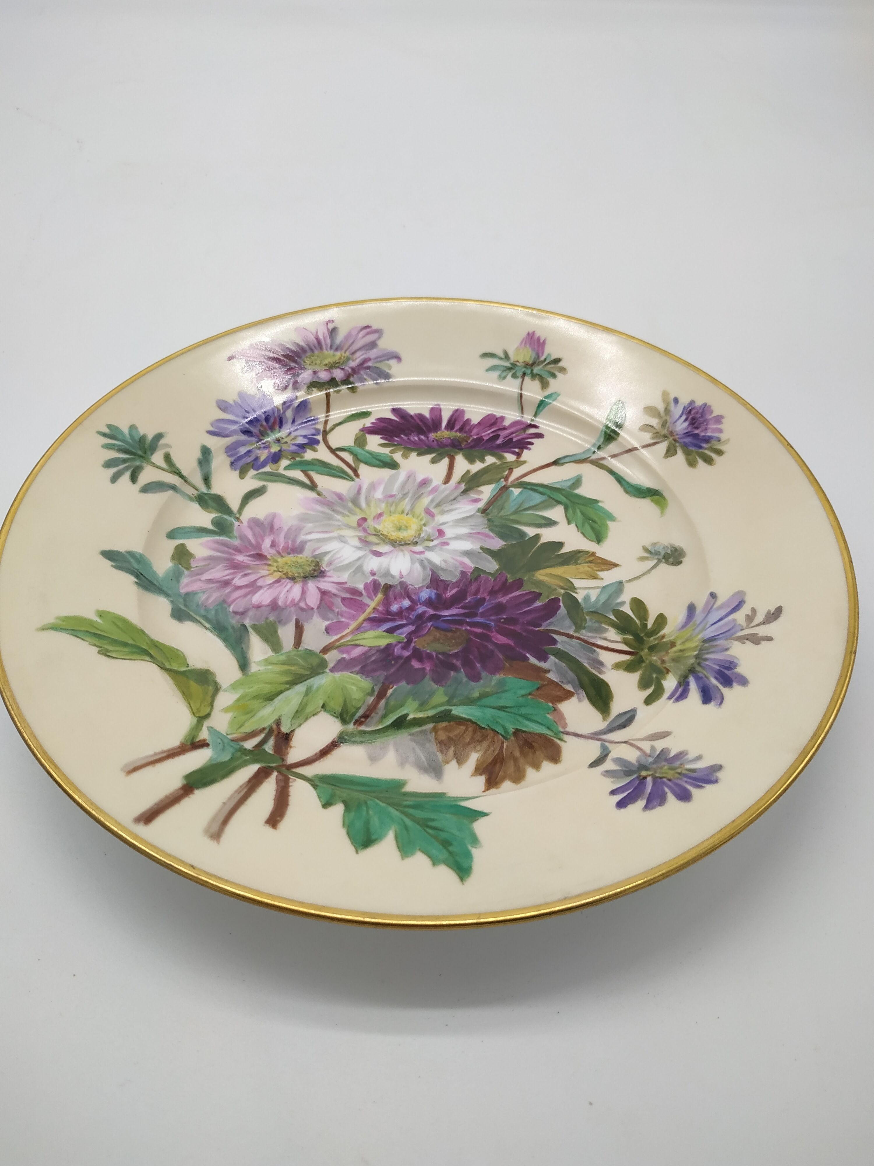 Decorative plate of the manufacture of Sèvres bouquet of dalhias