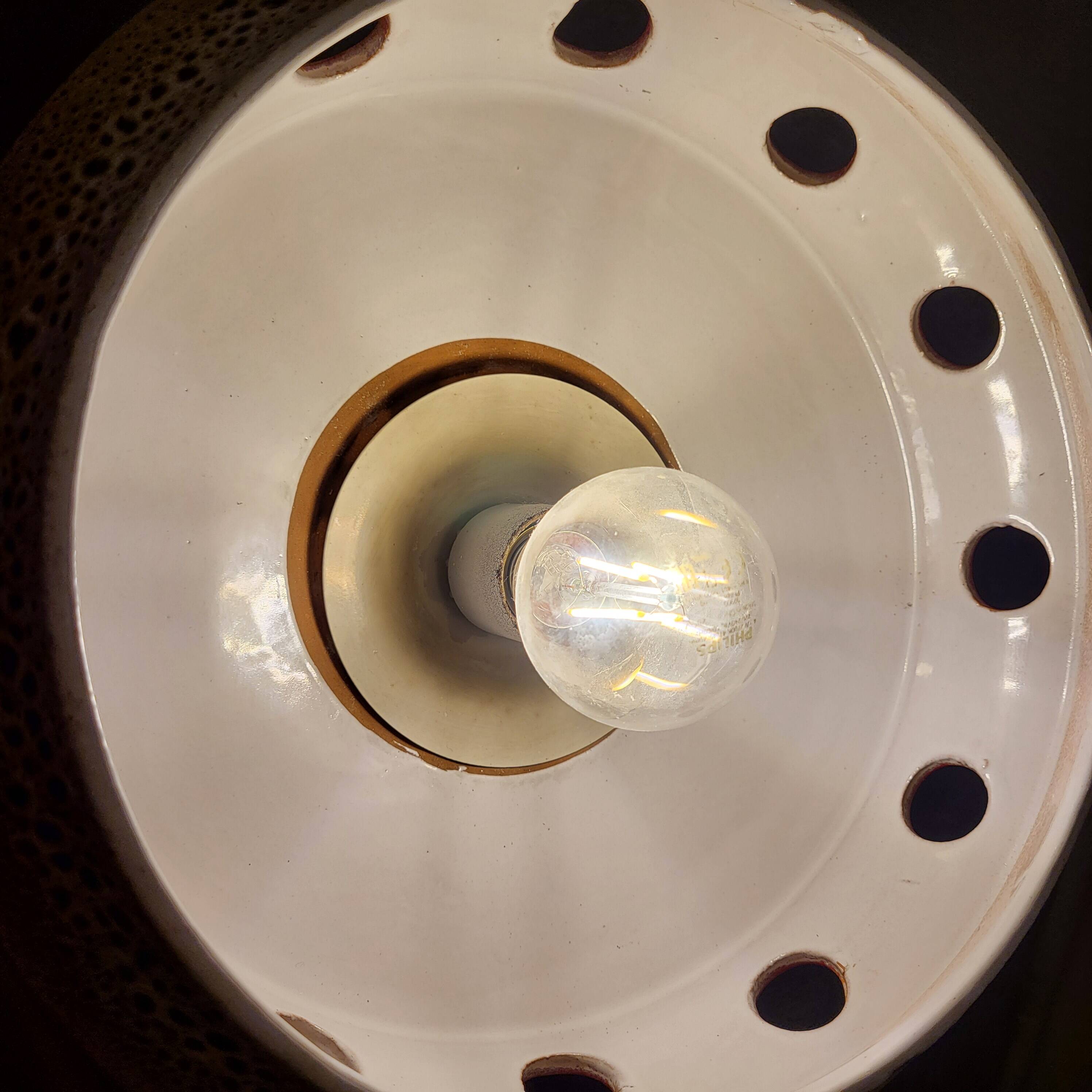 Vintage suspension in glazed ceramic fat lava, space age, West Germany 19
