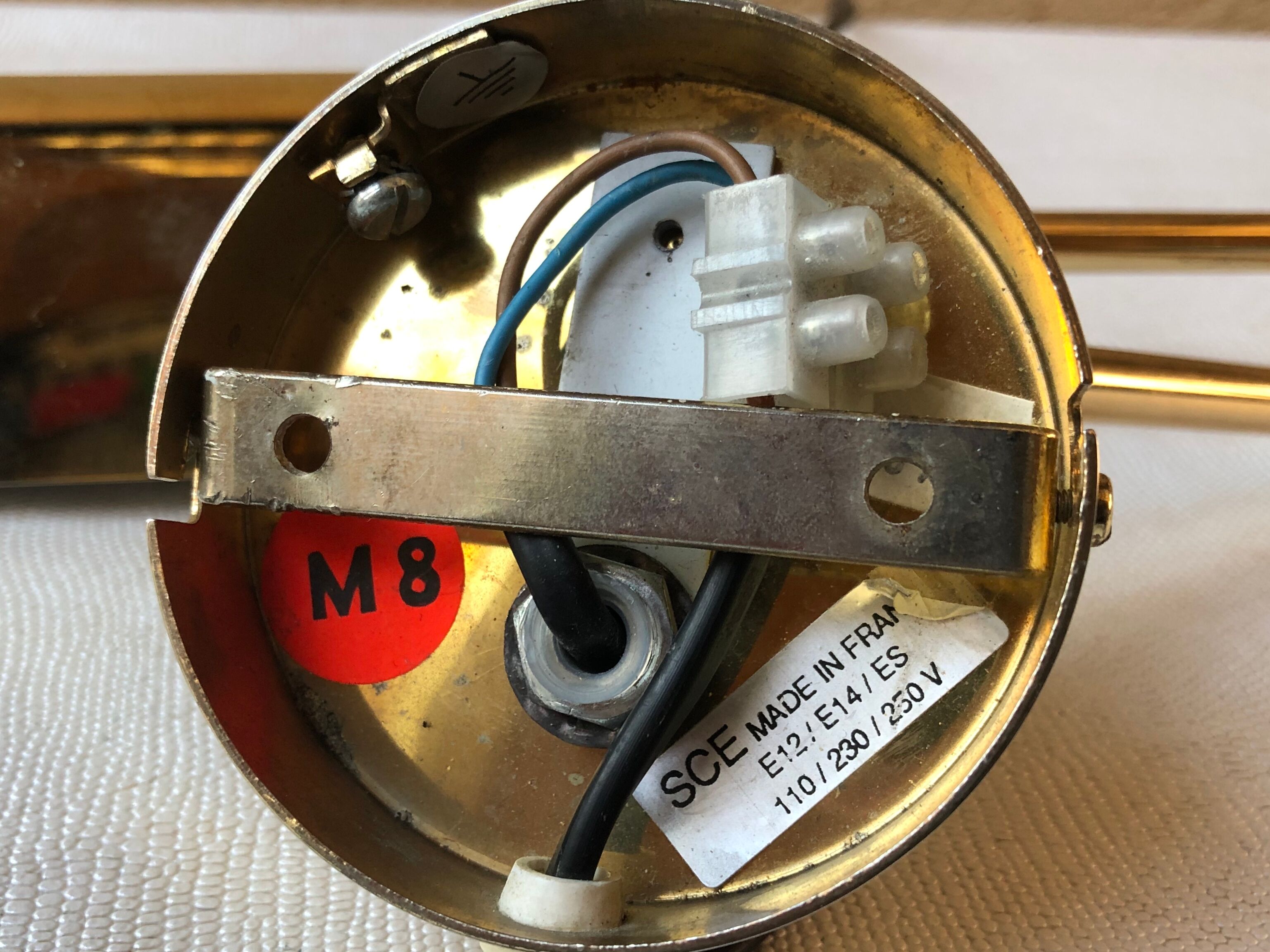 Lampe applique à rotules laiton vintage 80 Sce France