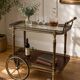 Bar drinks trolley in brass and wood by Maison Jansen