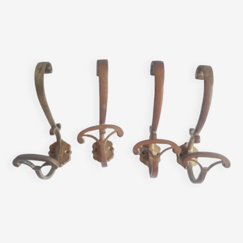 4 hooks double bronze coat holder antique hat