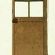 Elderly fir door with 20th century small tile