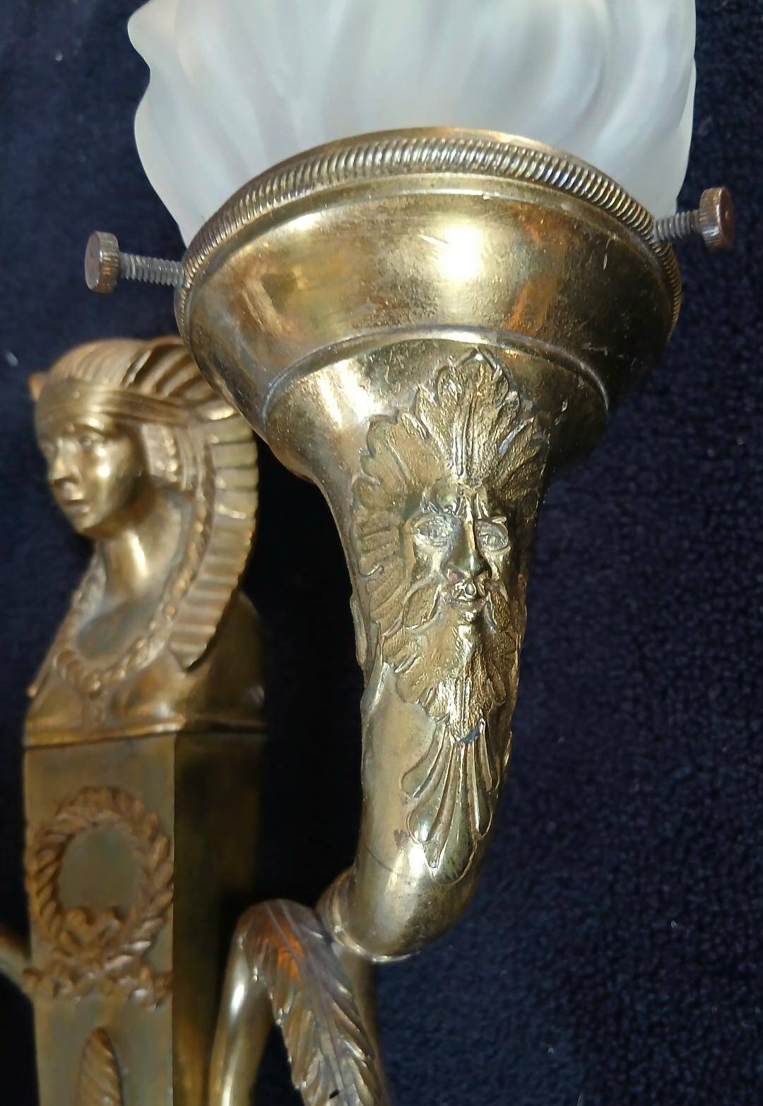 rare applique 1st Empire solid bronze Egyptian sphinx