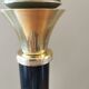 Vintage lamp base in black leather and brass
