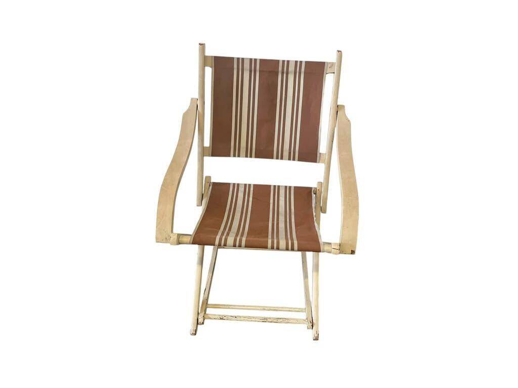 Chaise de plage/camping pliante vintage en bois