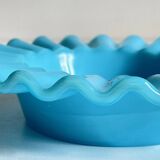 Cendrier verre opalin bleu vintage