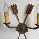 French Vintage Bronze Empire Arrow & Quiver Criss Cross Double Wall Sconces