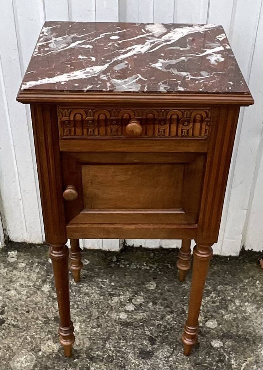 Louis XVI Style Walnut Bedside Table – Early 20th Century
