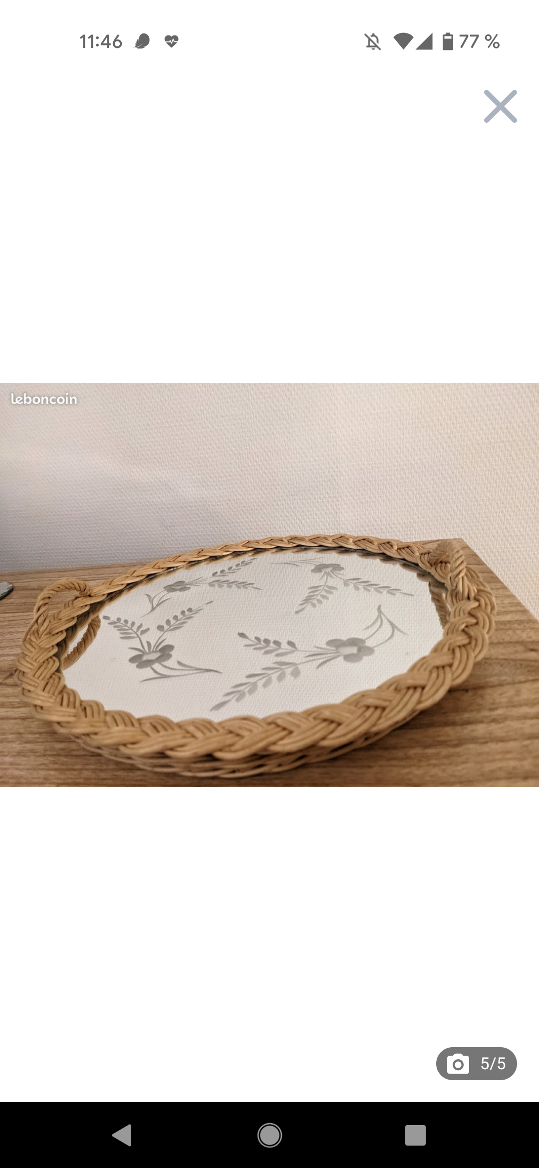 Rattan top and vintage chiseled mirror