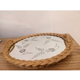 Rattan top and vintage chiseled mirror