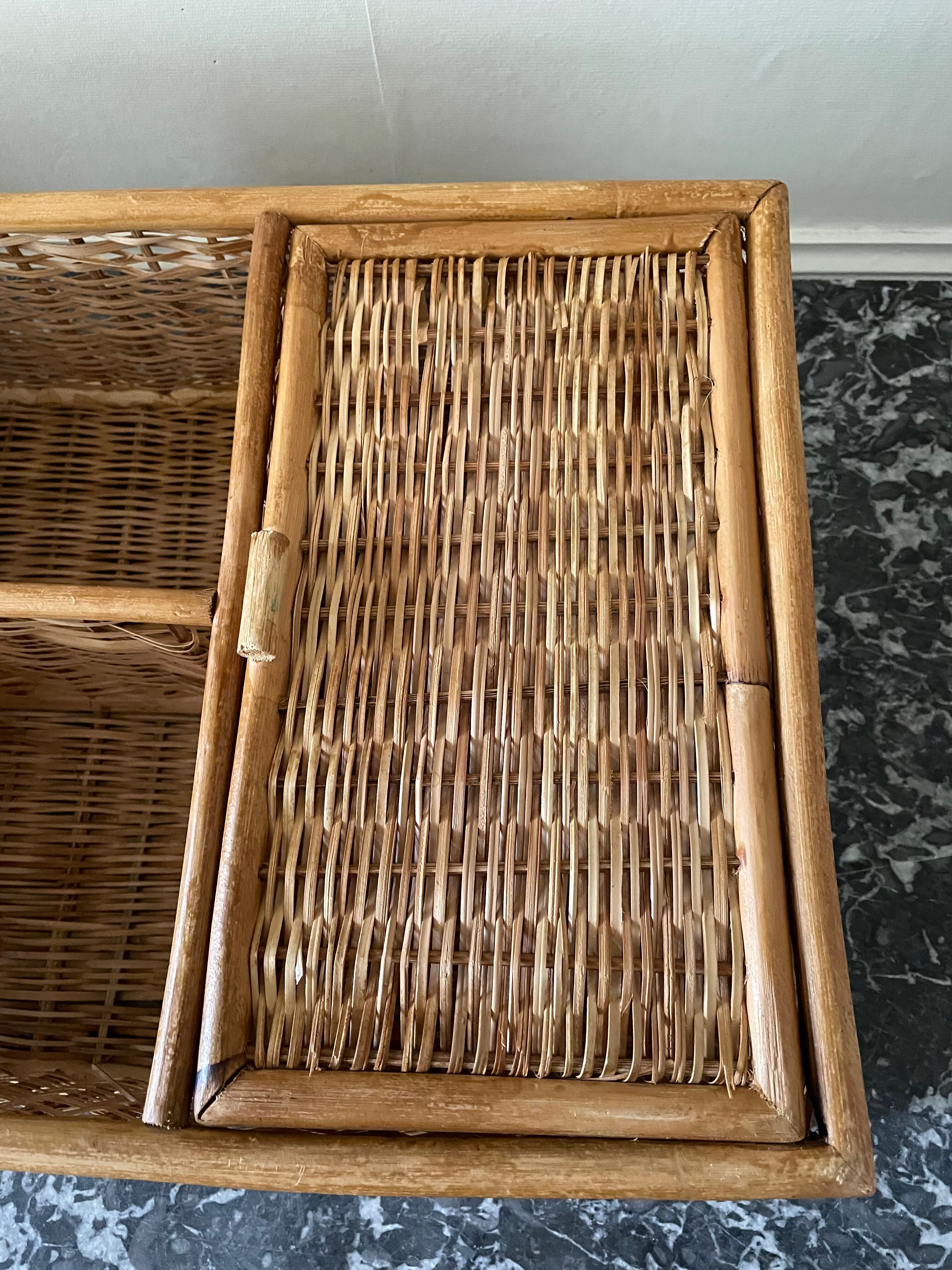 Bamboo and rattan shelf 2 doors