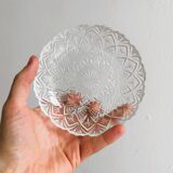 Metal and crystal server, crystal ramekins.